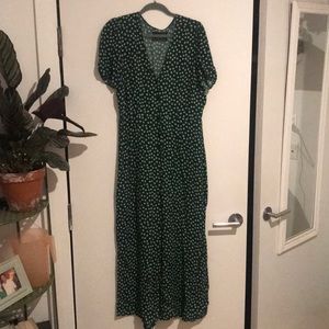 Reformation Green Print Jumpsuit